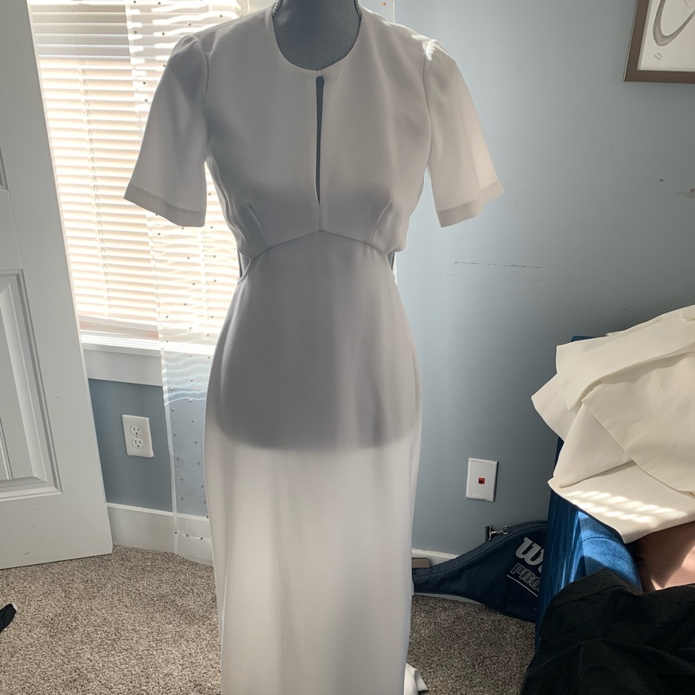White dress with back out and slit